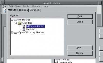 Доступ к макросам, диалоговым окнам и библиотекам через Macro Organizer.
