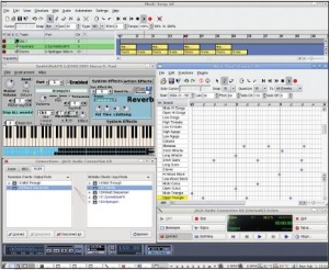 Поддержка встроенных MIDI-функций ALSA помогает интеграции Muse с известными инструментами: «драм-машиной» Hydrogen или синтезатором ZynAddSubFX.